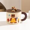 Мультяшная кружка Фуфу Милый медведь с крышкой Пара Дома Чашка для воды Керамика Офис Подарочная коробка