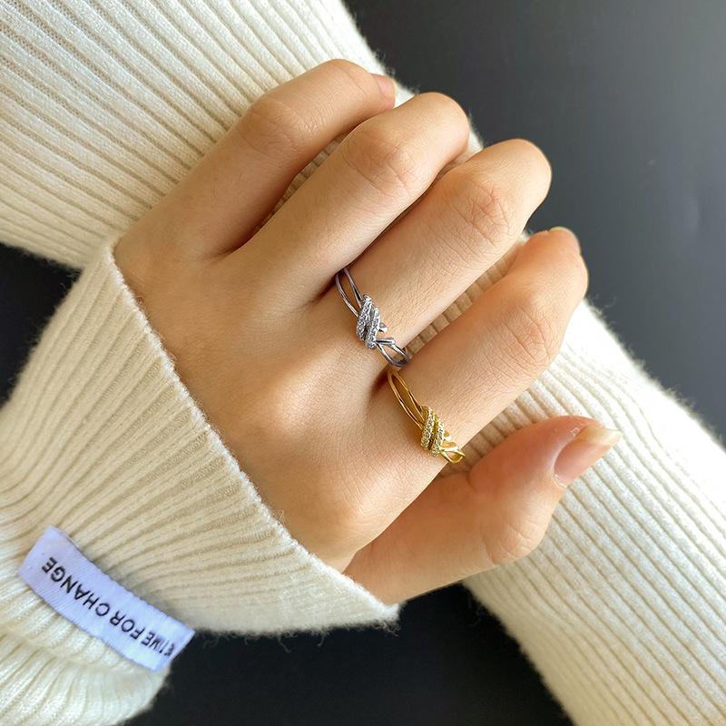 Классическое золото 18 карат, завязанное запутанное геометрическое кольцо для пары для женщин, стерлинговое серебро S925, обручальное свадебное ювелирное изделие, ювелирное изделие, обручальное ювелирное изделие