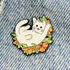 New Enamel Pin Cute Cat with Flowers Metal Pin Gift Birthday 1 Piece