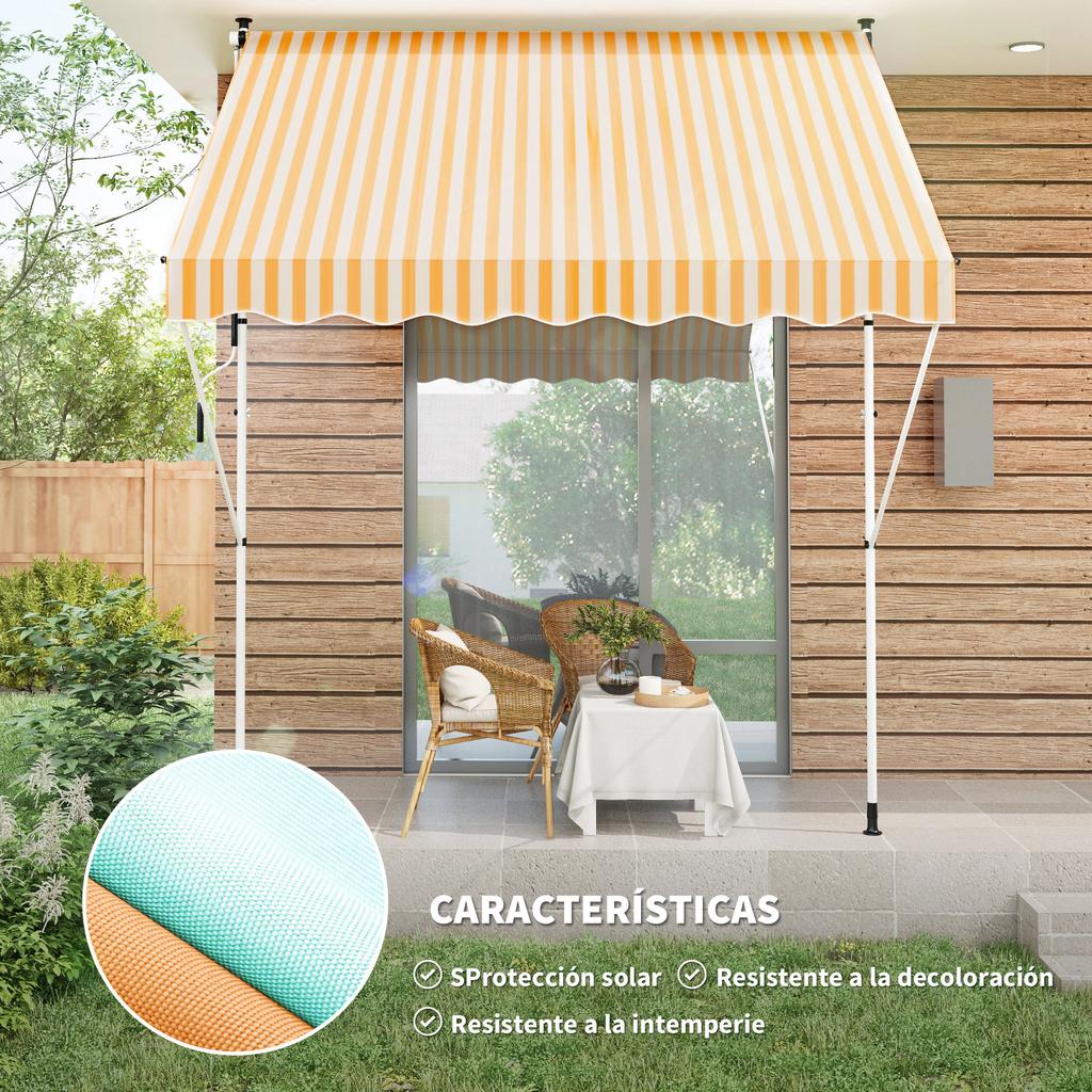 Retractable Awning, Manual, 300 x 150 x 170-280 cm, Crank, Orange