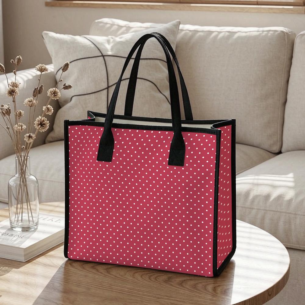 Red Polka Dot Tote Bag Casual Large Capacity Daily Commute Shoulder Handbag for Women