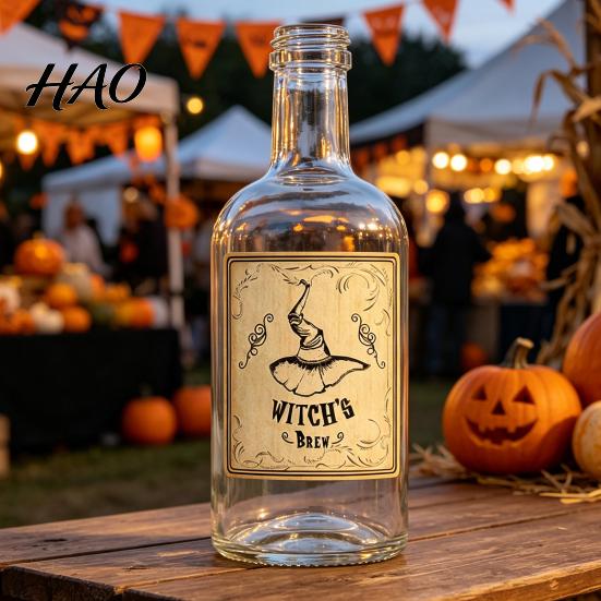 Waterproof Glass Container Decals 12Pcs Halloween Wine Bottle Labels, Vintage Retro Stickers with Witch Skull Spooky Jar Decor Bat Pumpkin Design,