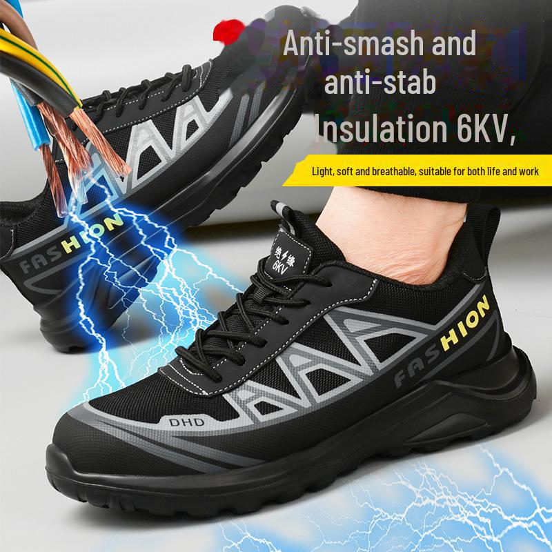 Мужская изолированная рабочая обувь для электриков - пластиковый носок, устойчивый к ударам и проколам