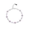 Sweet Pink Zircon Sakura Flower Charm Bracelets for Women INS 925 Sterling Silver Bracelet Wedding Party Jewelry