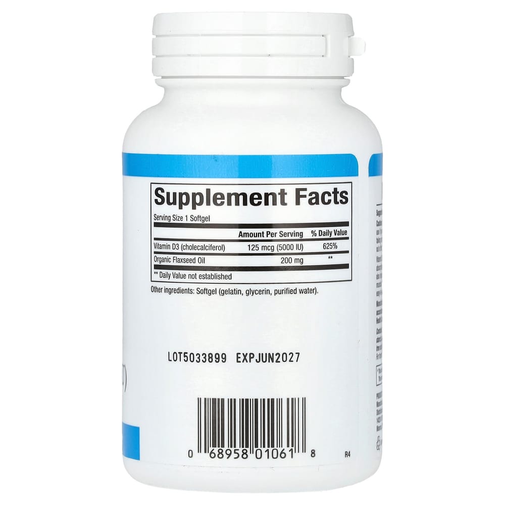 Natural Factors Vitamin D3 125mcg (5000IU) Softgels, 240 Count