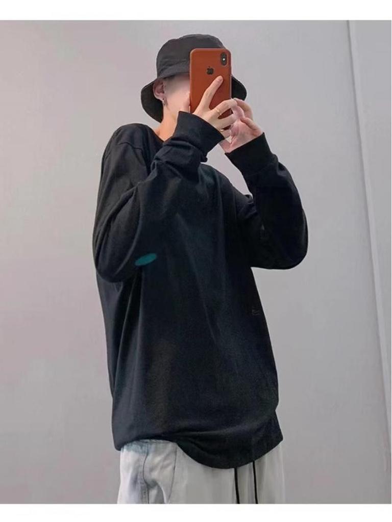 2025 Men's Trendy Long Sleeve Spring/Autumn T-Shirt: Versatile Base Layer and Handsome Outerwear Sweatshirt