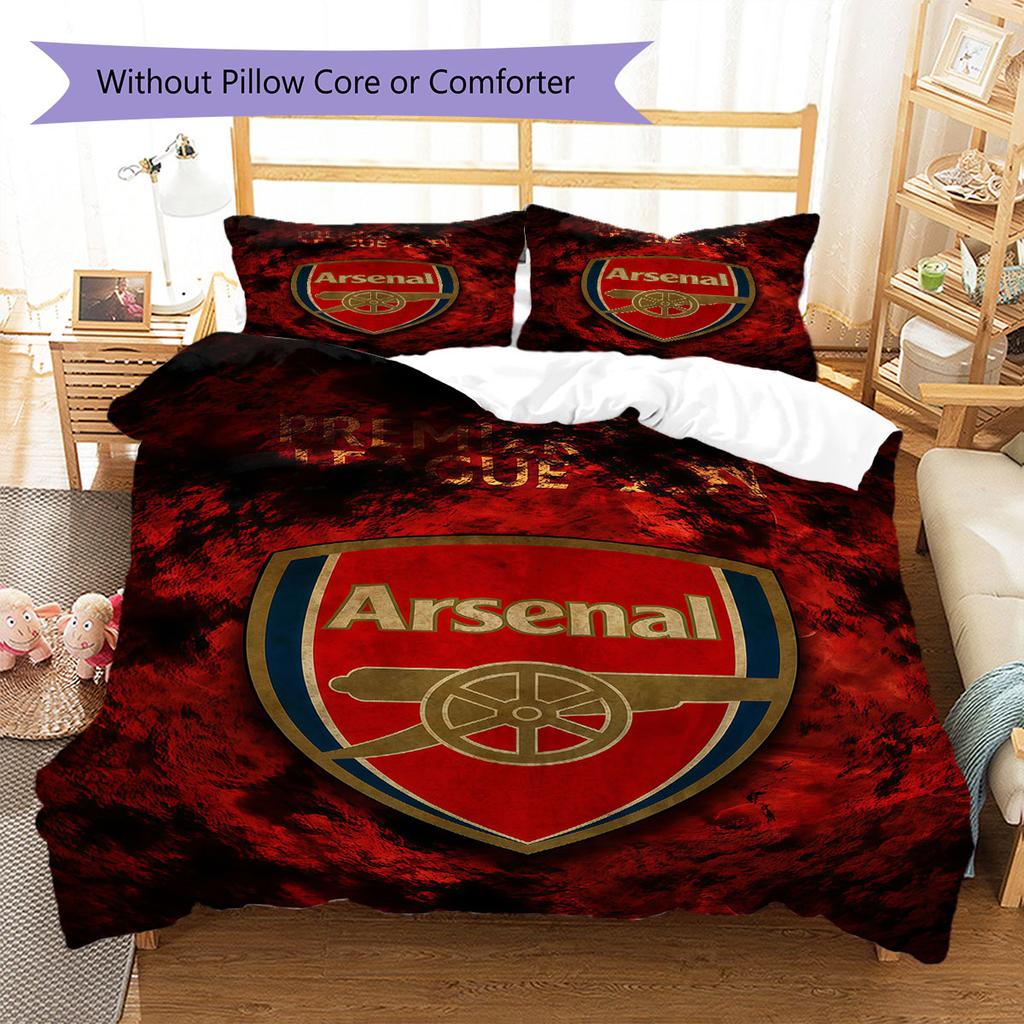 Arsenal F Pattern Bedding,Quilt Set Quilt Cover Pillowcase Home Birthday Gift(1 * duvet cover + 2 * pillowcase, without core)