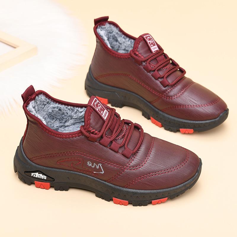 Women's Winter Warm Snow Boots Faux Fur Lined Walking Shoes Lace-Up Water Resistant Short Ankle Booties Comfortable Slip On Outdoor Sneakers for Women