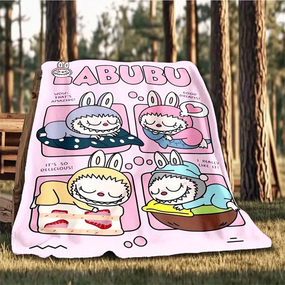 1 шт. Кролик, LABUBU, Фланелевое одеяло с цифровой печатью еды, Супермягкое плюшевое флисовое покрывало для кровати, Многоцелевое всесезонное одеяло для дивана, кровати,