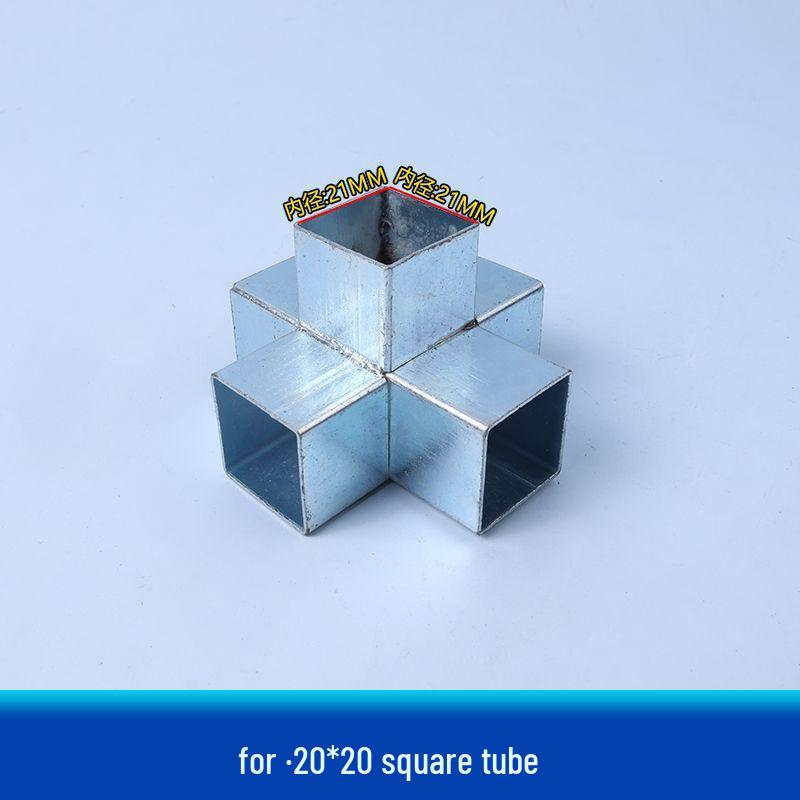 Соединитель из оцинкованной стали и кованого железа: Двух/Трехсторонний угольник с поворотом для квадратных труб.