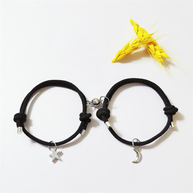 Simple Star Moon Debut Suction Couple Bracelet Pair of Hand Woven Adjustable Hand Cord