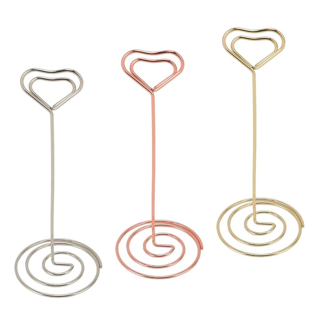 20 Pcs Table Number Holder 15cm Heart Shaped Place Card Holder Memo Clip Photo Stand
