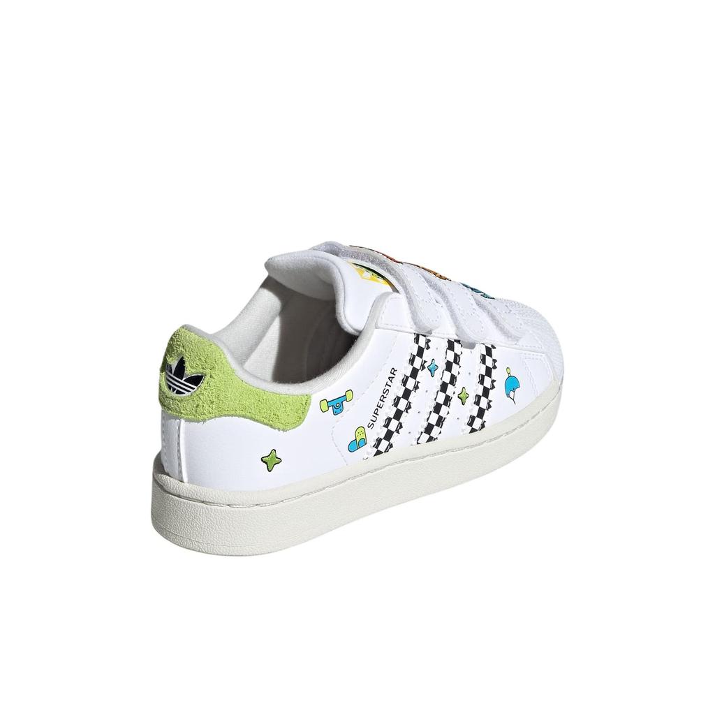Adidas Originals Superstar 2 Classic Shell Toe Comfortable Low Top Kids Skate Shoes Kids Sneakers White Green JS2469