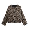 Women Fashion With Pockets Printed Single Breasted Jackets Vintage O-Neck Long Sleeves Female Chic Lady Outfits