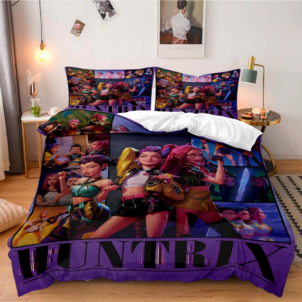 Комплект постельного белья K-Pop Demon Hunter для фанатов, для детей, машинная стирка, прочный, размер кинг, квин, твин, для K-pop девушек, домашний декор для спальни