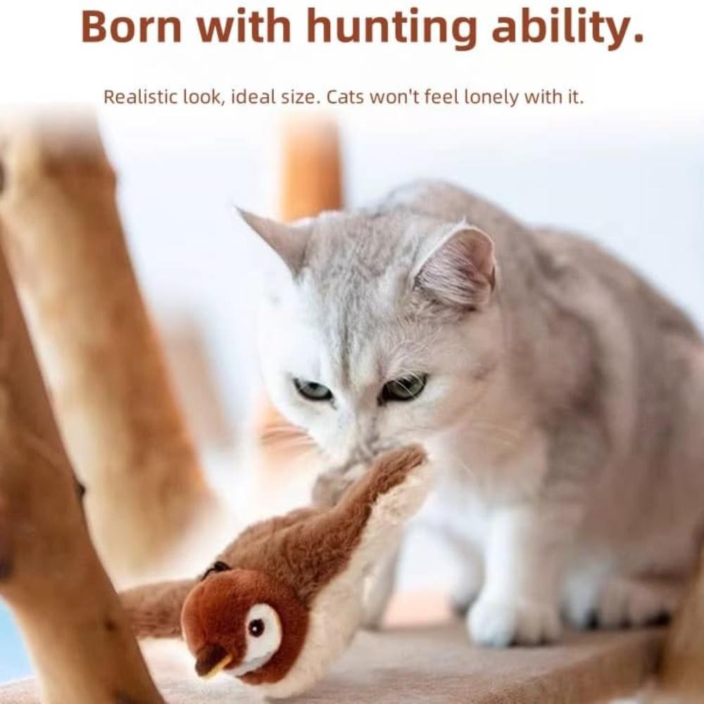 Игрушки для кошек Rocfish, Игрушки с кошачьей мятой для кошек, Интерактивная игрушка для кошек в виде хлопающей птицы для котят или маленьких собак, Чирикающая, Перезаряжаемая, Активируемая прикосновением