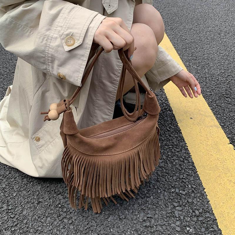 Женская сумка с кисточкой Новая женская сумка через плечо с кисточкой Модная текстура Ретро сумка-мессенджер через плечо простая сумка