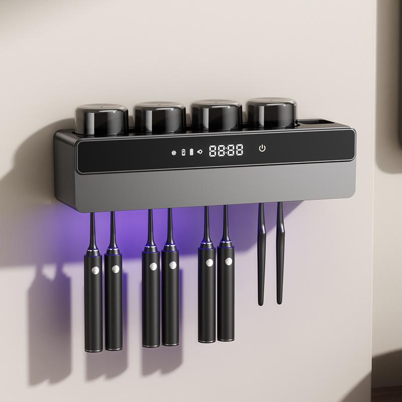 Умный настенный УФ-держатель для зубных щеток и дезинфектор с сушкой и стаканом для хранения
