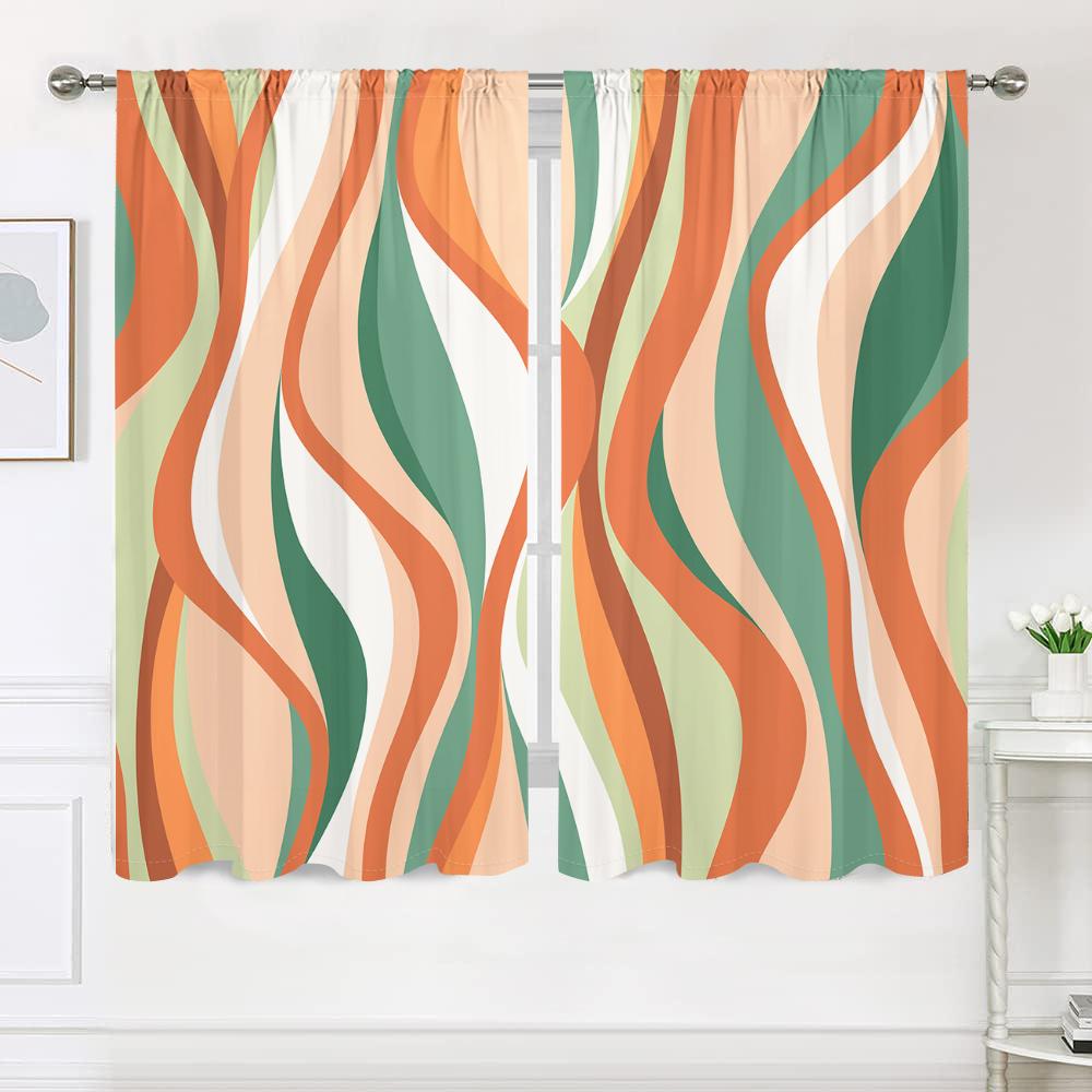 2 Pieces, Colorful Wave Curtains - Semi Blackout - Suitable for Living Room, Bedroom, Kitchen, Home Decoration