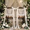 2 шт. Кружевные Знаки на Стулья "Just Married" для Жениха и Невесты Свадебные Прозрачные Кружевные Знаки Свадебное Украшение для Девичника Свадебные Баннеры на Стулья