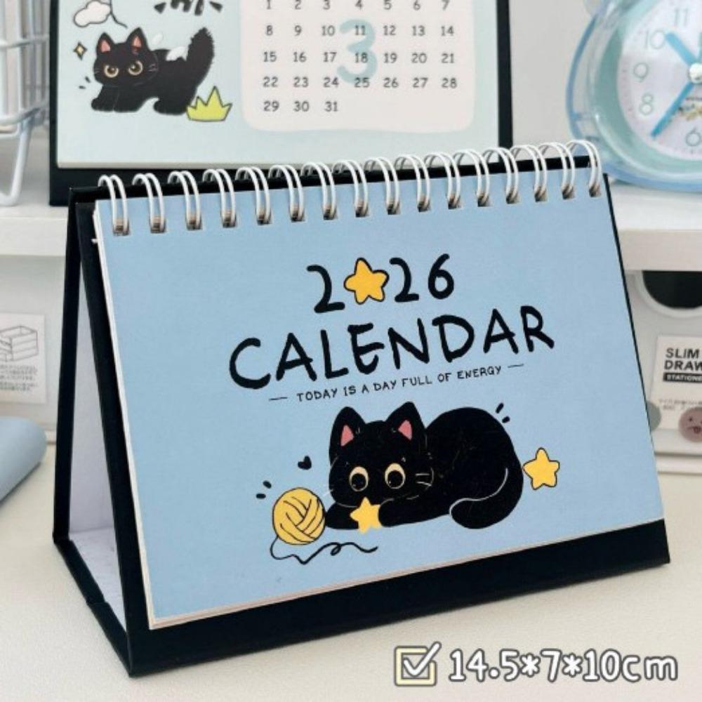 Cartoon Coil 2026 Desk Calendar Desktop Decoration Cute Cat Mini Calendar Portable Daily Planner Students Gifts