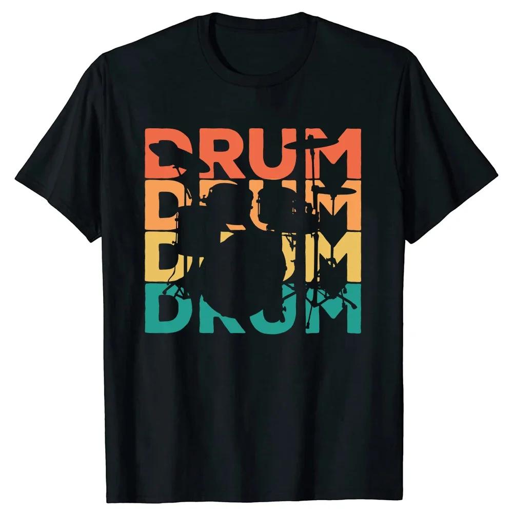 Drummer Retro Vintage Evolution Of Unisex Drumsticks Drumset Drum Set T Shirt Harajuku Cotton I Destroy Silence Drumming Tshirts