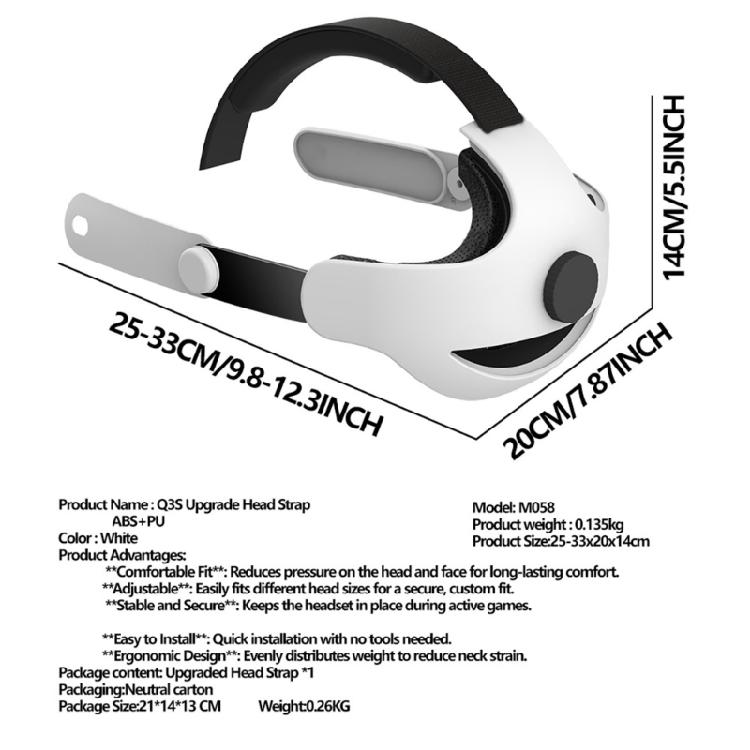 Переворачиваемые головные ремни для 3S VR Регулируемые сменные ремни Повязка на голову Улучшает поддержку и снижает давление на голову