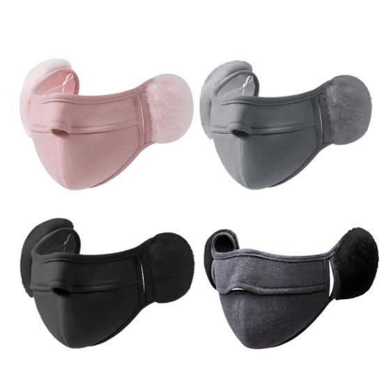 Cycling Face Guard with Plush Earmuffs Windproof Warm Fall Winter Cold Weather Outdoor Snow Skiing Motorbike Riding 2-In-1 Ear Protection Face Guard