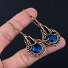 Lavish Blue Topaz Gemstone Handmade Pure Copper Wire Wrapped Earrings Jewelry For Love