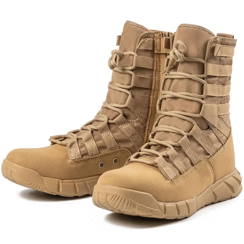 Outdoor Men Desert Combat Boots Training Boots Wear-resistant Military Boots Lightweight Hiking Shoes Male Middle Calf Boot