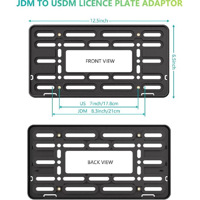 BGGTMO Front License Plate Bracket Holder- Bumper Car Tag Mounting Kit With Anti-Theft Hardware & Stainless Steel Zip Ties, JDM To US Compatible