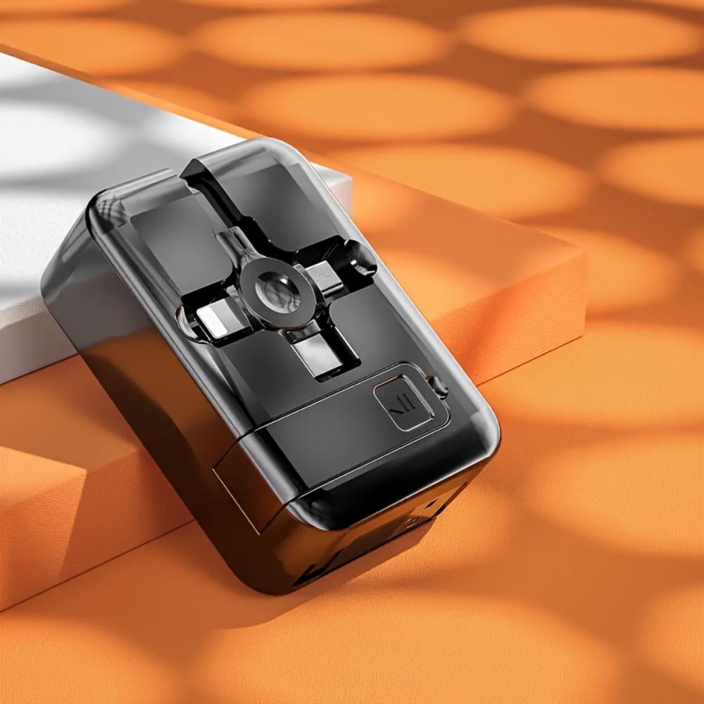 Многофункциональная телескопическая подставка 3-в-1 со сверхбыстрой зарядкой и кабелем синхронизации данных для мобильных телефонов — прочный ПВХ, круглая форма