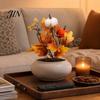 Artificial Fall Bouquet with Fabric Pumpkins Maple Leaves Wheat Berries, Thanksgiving Floral Arrangement Autumn Home Decor for Centerpieces, Seasonal
