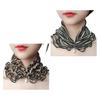 2Pcs Women Faux Silk Scarf Printing Faux Pearl Decor Lace Trim Lightweight Scarf Hand Strap Accessory