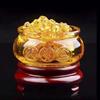 Glass Jubao Basin Figurine with Citrine and Feng Shui Auspicious Decorative Power Good New Gift Wealth, Yuanbao, Ornament, Charm, Item,