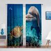 Underwater Sea Turtle and Dolphin Ocean Life Sheer Curtains for Living Room Voile Curtain Bedroom Tulle Curtains Window Drapes