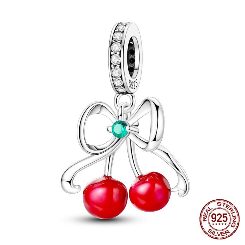 Original Charm Copper Fruit Series Avocado & Cherry Charms Beads Fits 3Mm Original Bracelet Necklace Womens Diy Jewelry Gift