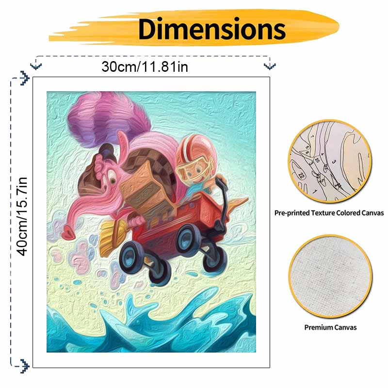 Disney Bing Bong oil painting art painting kit, handmade diy art painting home wall decoration, colorful joyful wagon adventure decor