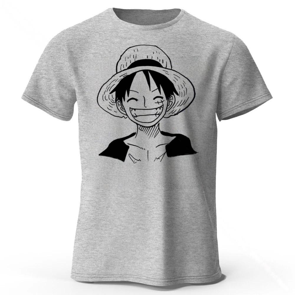2026 Новая One Piece Луффи Чистый Хлопок Короткий Рукав Мужская и Женская Модная Уличная Одежда Большого Размера Свободная Спортивная Футболка