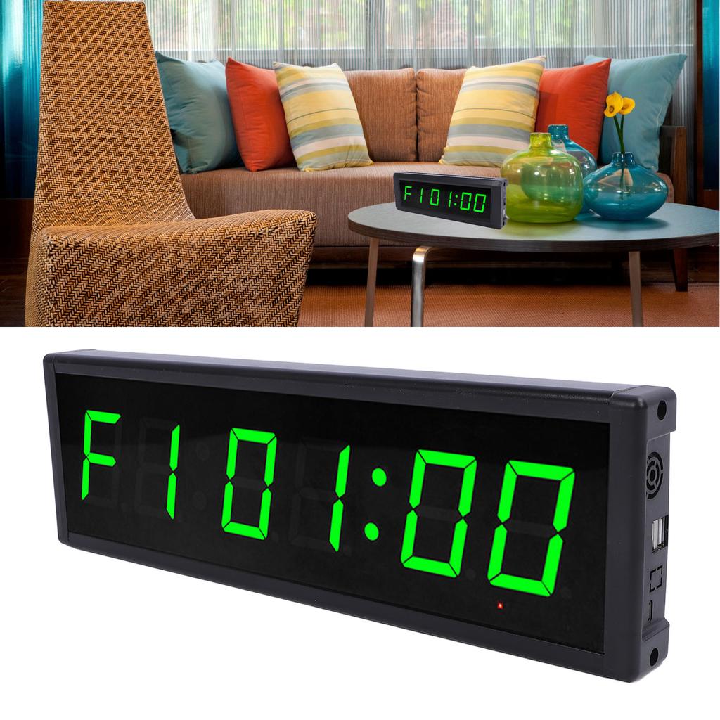 Digital Wall Clock 7 Color Timer Function 6 Digits Electric Wall Clock with Remote Control for Living Room Bedroom Kitchen