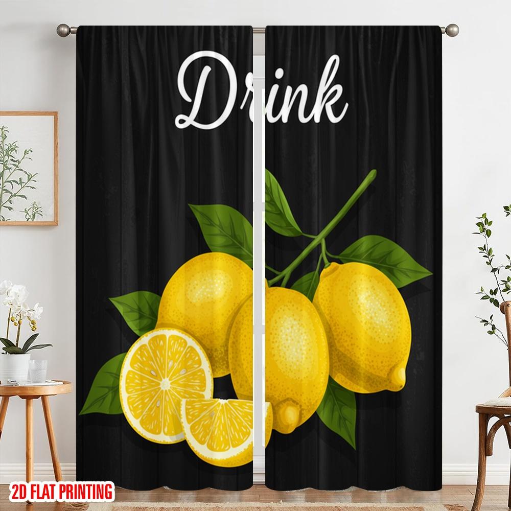 2 шт. 2D плоская печать Шторы Напиток Лимон Свежие Фрукты Полиэстер Без Электричества Украшения для Вечеринки Использование для Помещения
