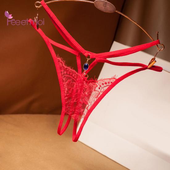 2 шт., эротические стринги для женщин, кружевное нижнее белье с открытой промежностью и открытой промежностью