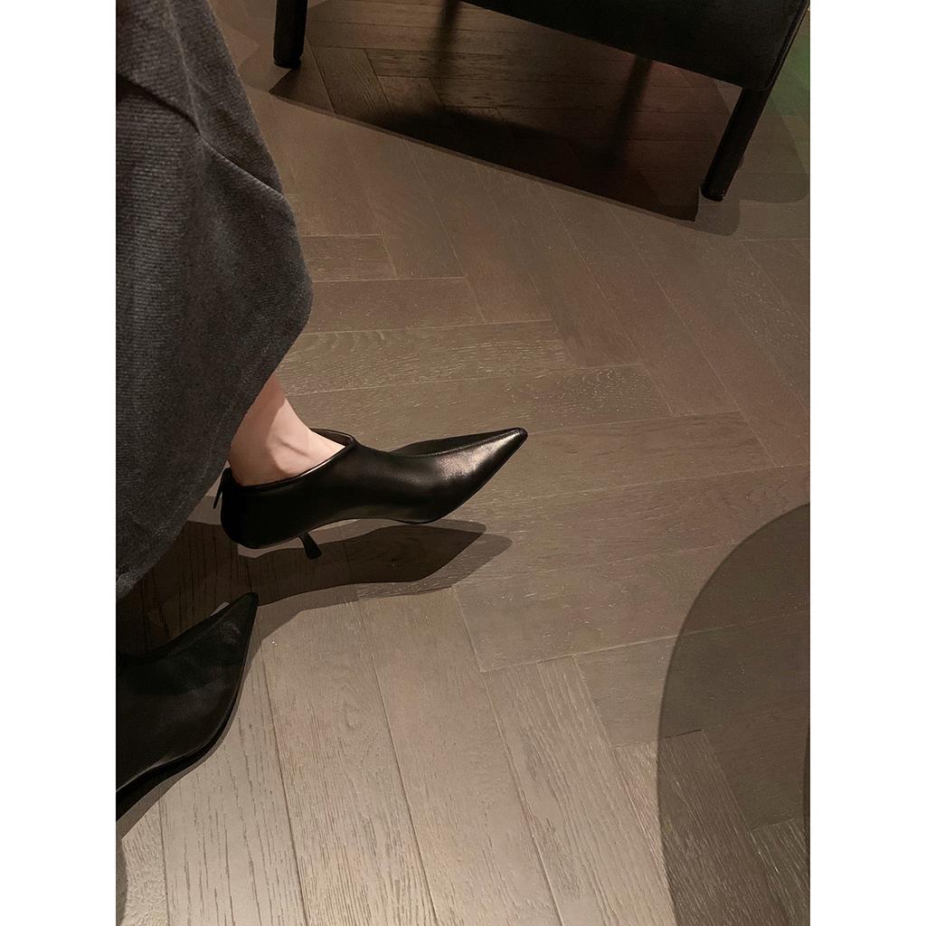 Мода 2025 Женские ботильоны на высоком каблуке-рюмочке из мягкой ПУ кожи Челси Ботас Зимняя обувь Женская офисная обувь с острым носком Ботинес Мухер