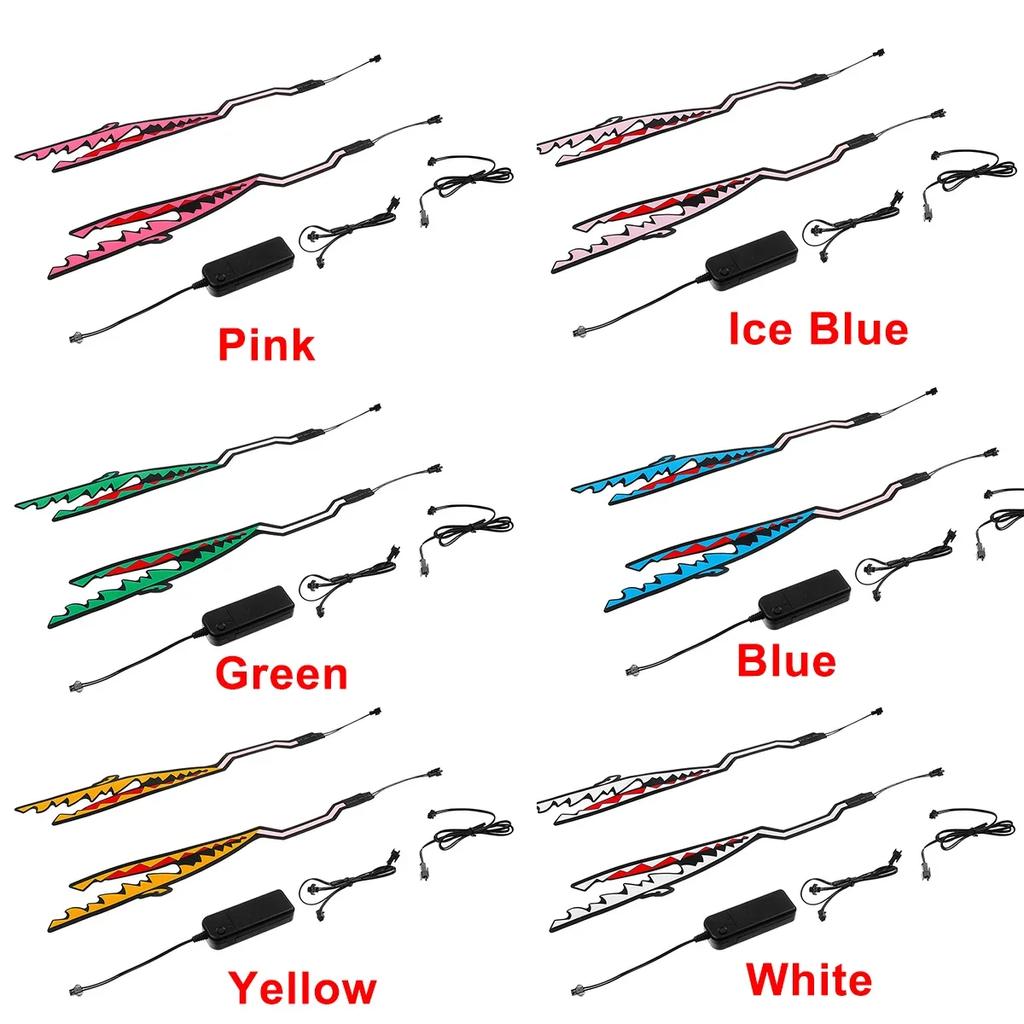 2 в 1 2 шт. светодиодная полоса для мотоциклетного шлема в стиле акулы, светящаяся ночью модифицированная наклейка