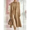 Womens Long Double-Faced Wool Blend Coat H-Line Tailored Blazer Style Office Wear Winter 2026