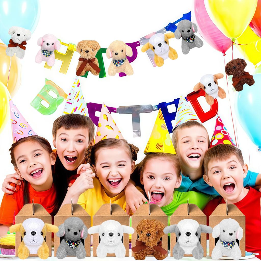 12/24PCS Mini Plush Dogs Bulk 10cm Puppy Stuffed Animal Soft Cute Small Dog for Adopt A Puppy Party Favors Birthday Baby Shower