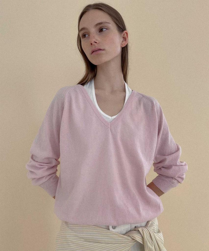 STUDIO SALT Classic V-Neck Pullover_Pink