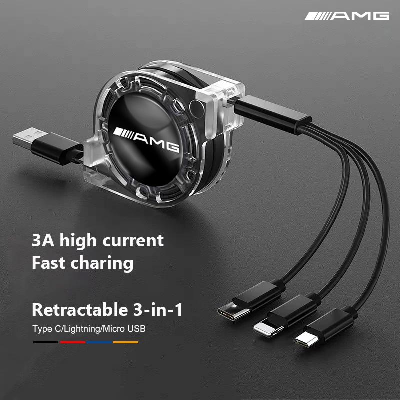 3-в-1 Micro USB Type C Зарядный кабель Мульти-зарядное устройство Провод Для Mercedes Benz AMG GLE GLC GLB GLS CLA CLE CLS GLA W206 W205 W204