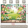 Фон для фотосессии на Baby Shower с разноцветными тюльпанами и садом