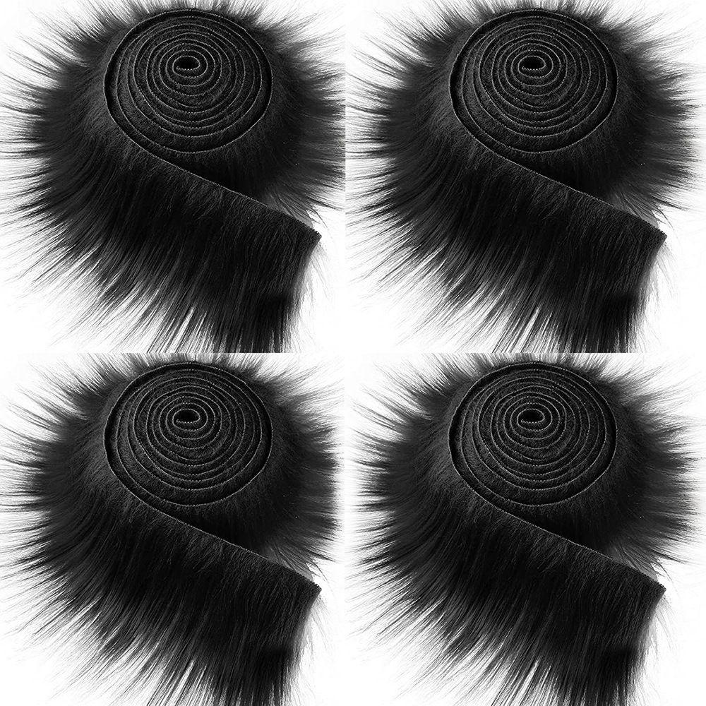 Muiltcolor Long Plush Fur Trim Fabric Roll Stripe Faux Fur Ribbon Tapes Winter Costume Soft DIY Crafts Home Decoration Gift